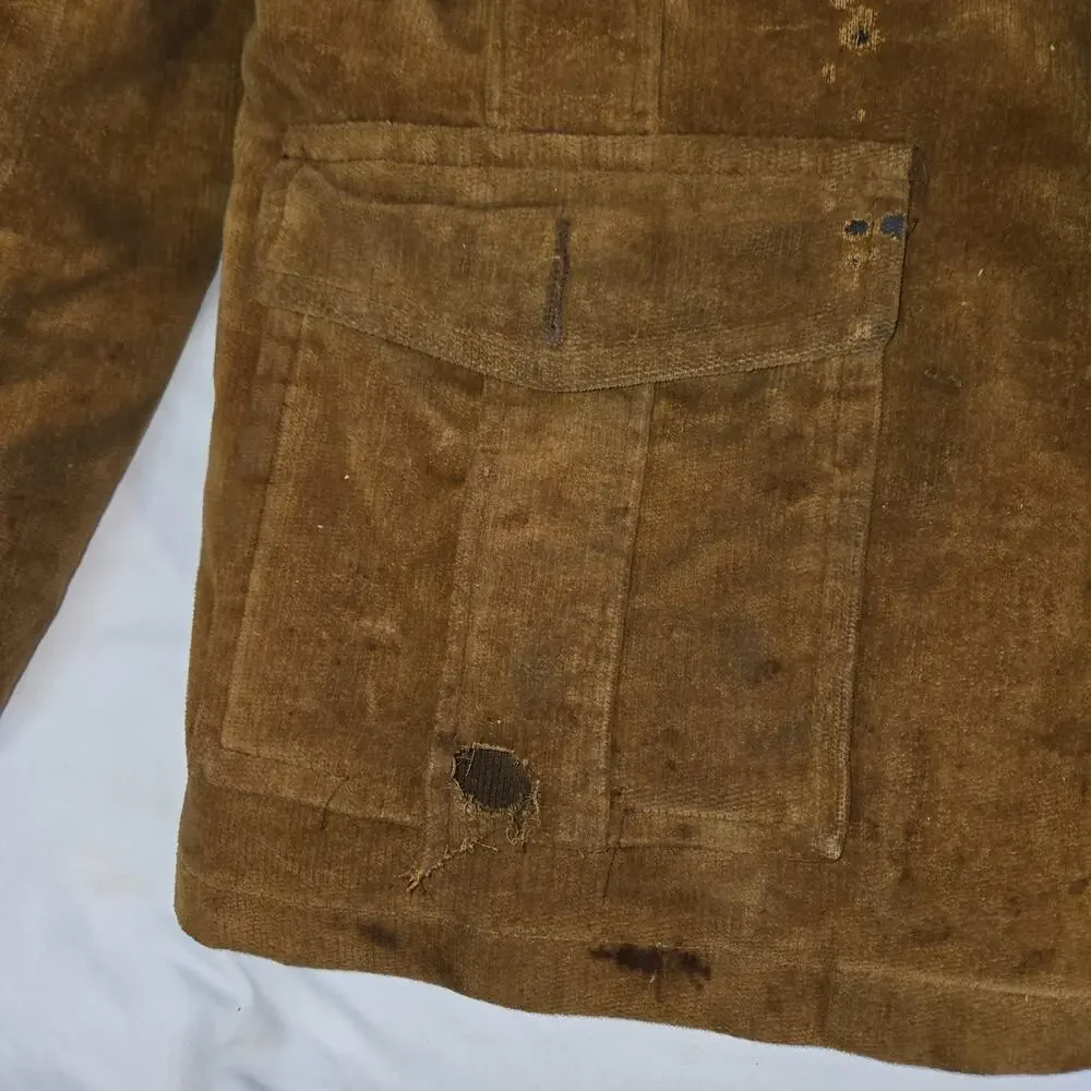 Vintage Distressed Corduroy Coat Put On Show Halloween Costume Prop Sz 22 Brown - Picture 5 of 16
